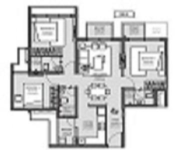 3 BHK Floor Plan - SHAPOORJI SENSORIUM